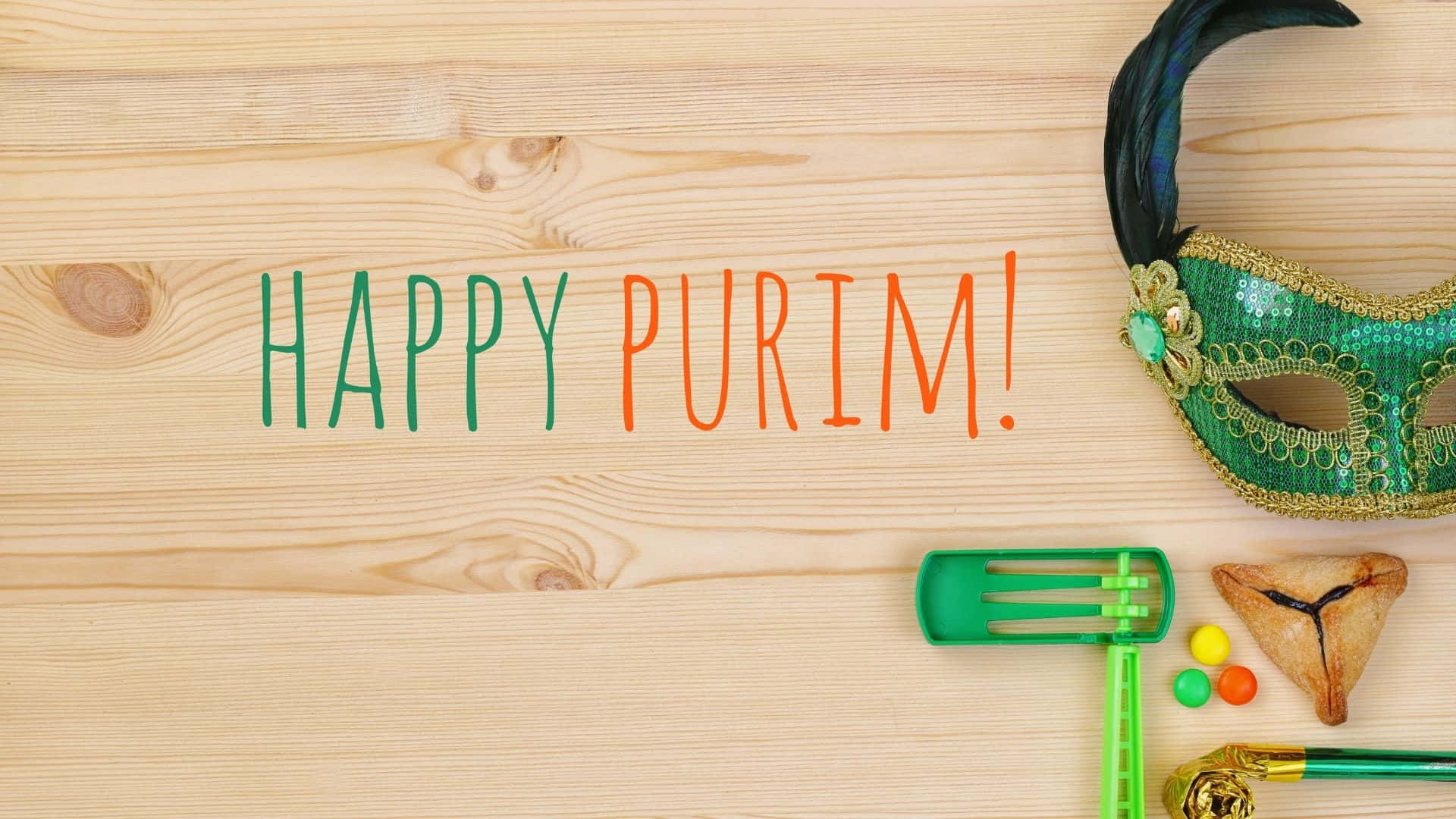 Purim, green, orange, Full HD Desktop Wallpaper