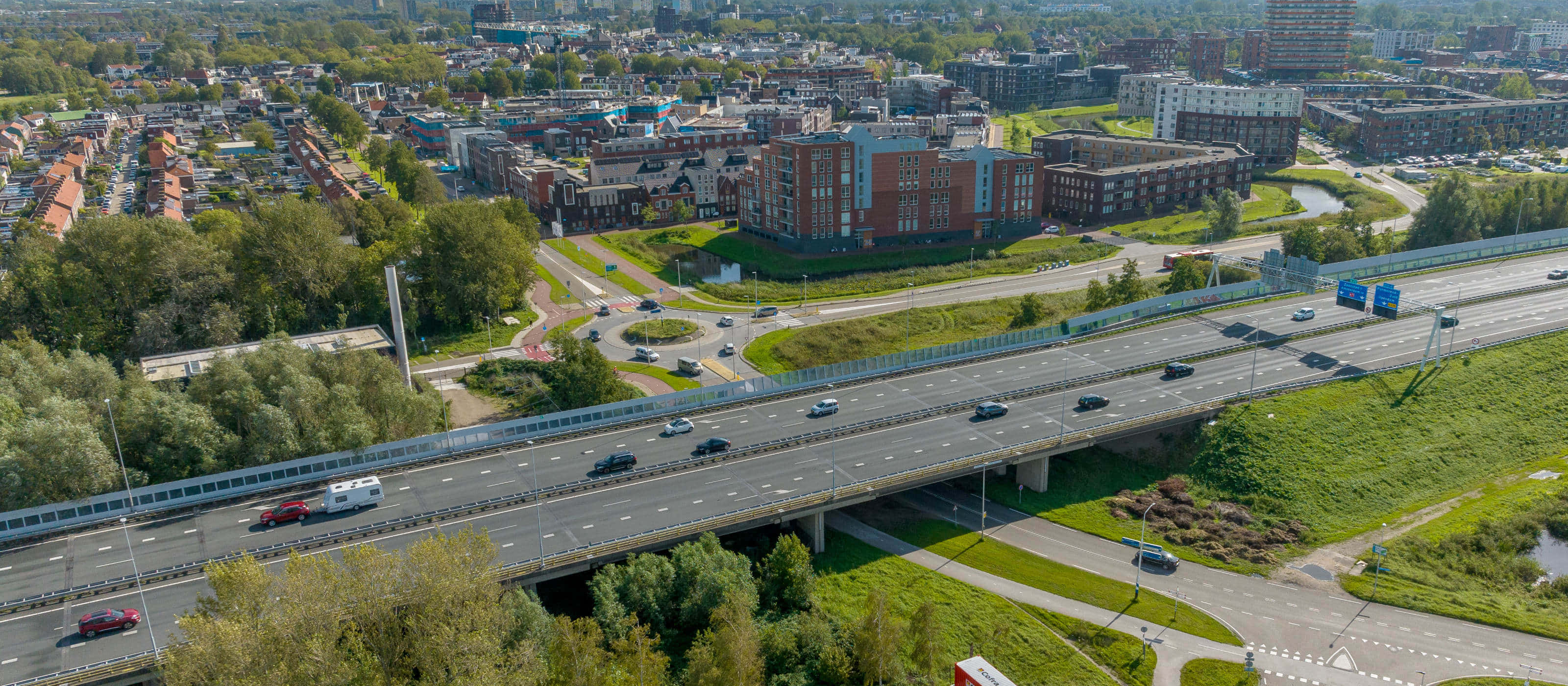Purmerend, highway bridge, multi-lane highway, 2K Desktop Wallpaper