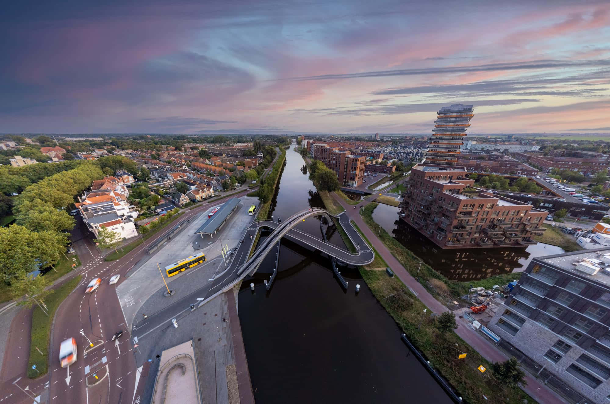 Purmerend, cityscape, dusk, Full HD Desktop Wallpaper