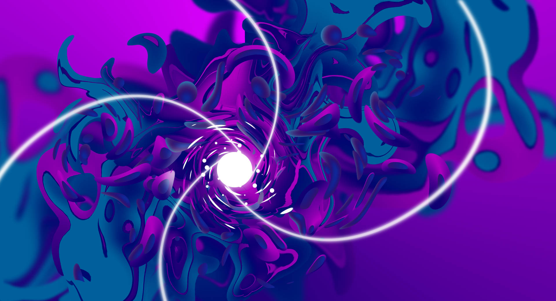 magenta, teal, neon arcs, Full HD Desktop Wallpaper