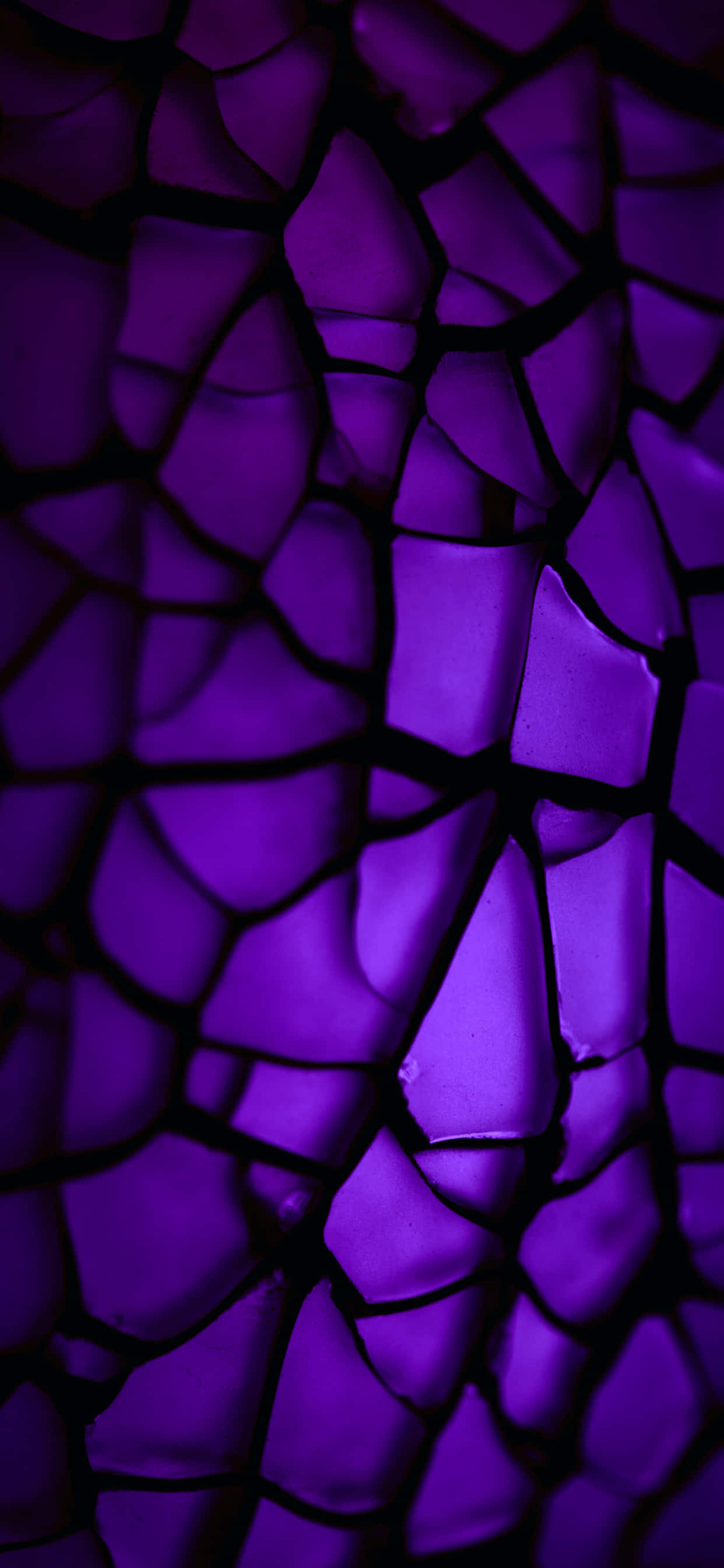 purple, cracked glass shards, glow, 2K Phone Wallpaper