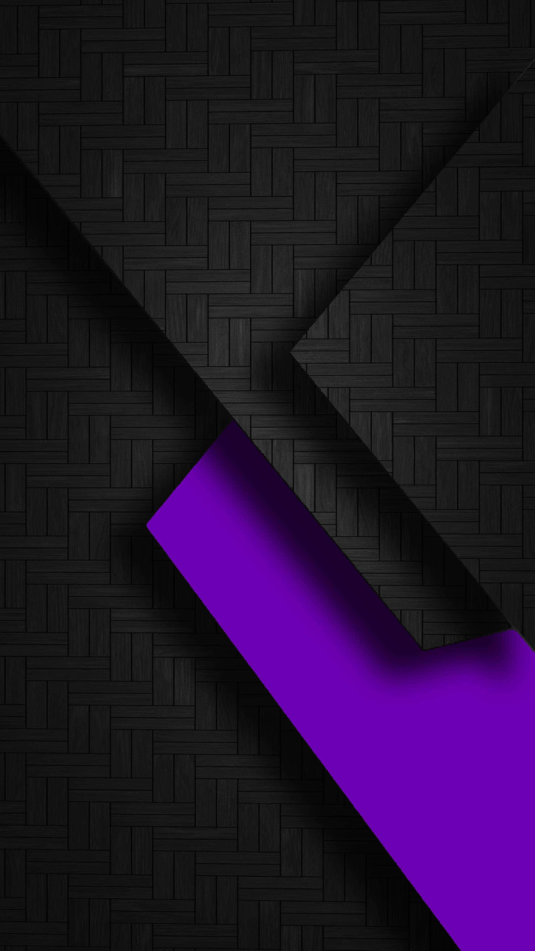 Purple Abstract, bold purple geometric shape, dark woven black background, 4K Phone Wallpaper