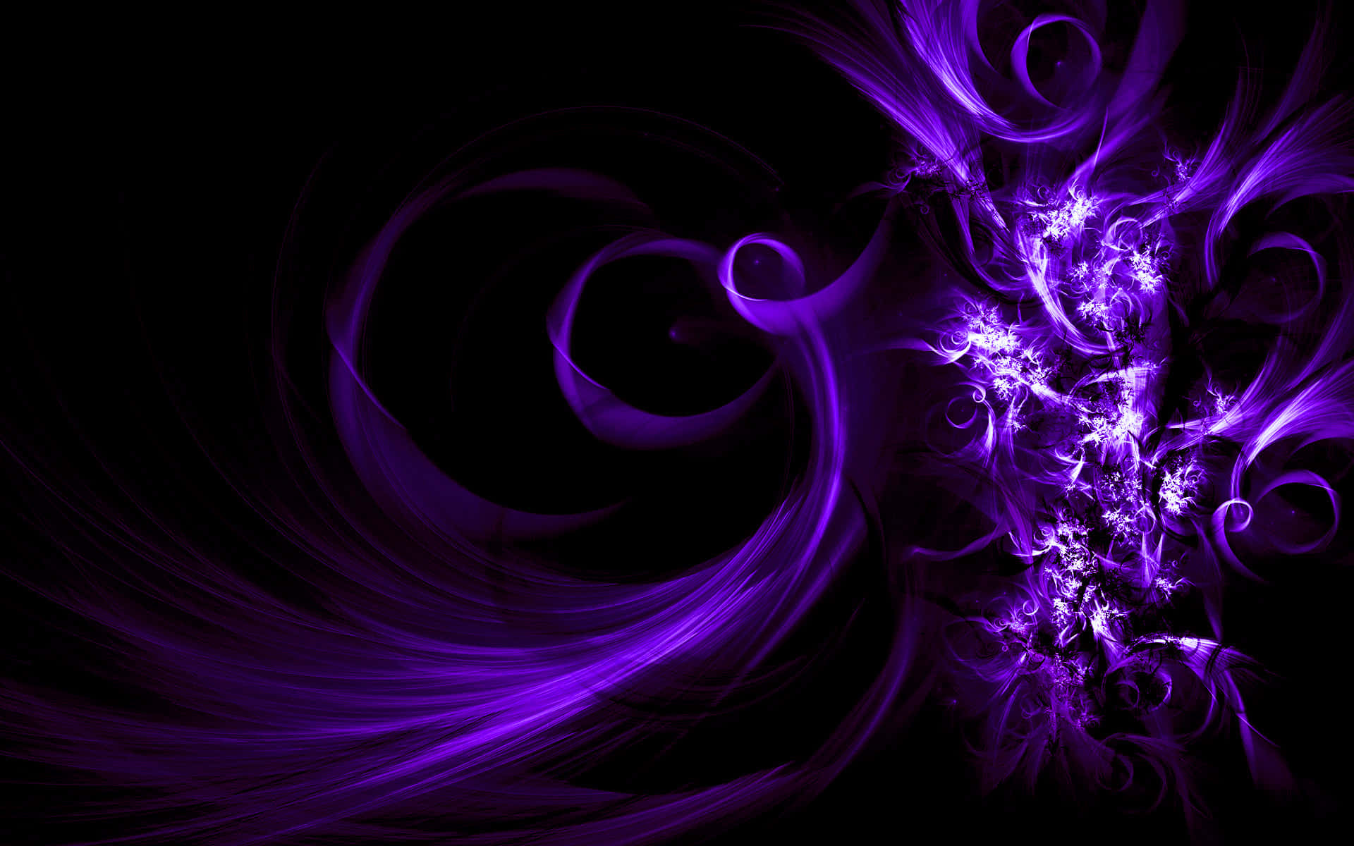 purple fractal swirls, dark void, mesmerizing digital explosion, Full HD Desktop Wallpaper