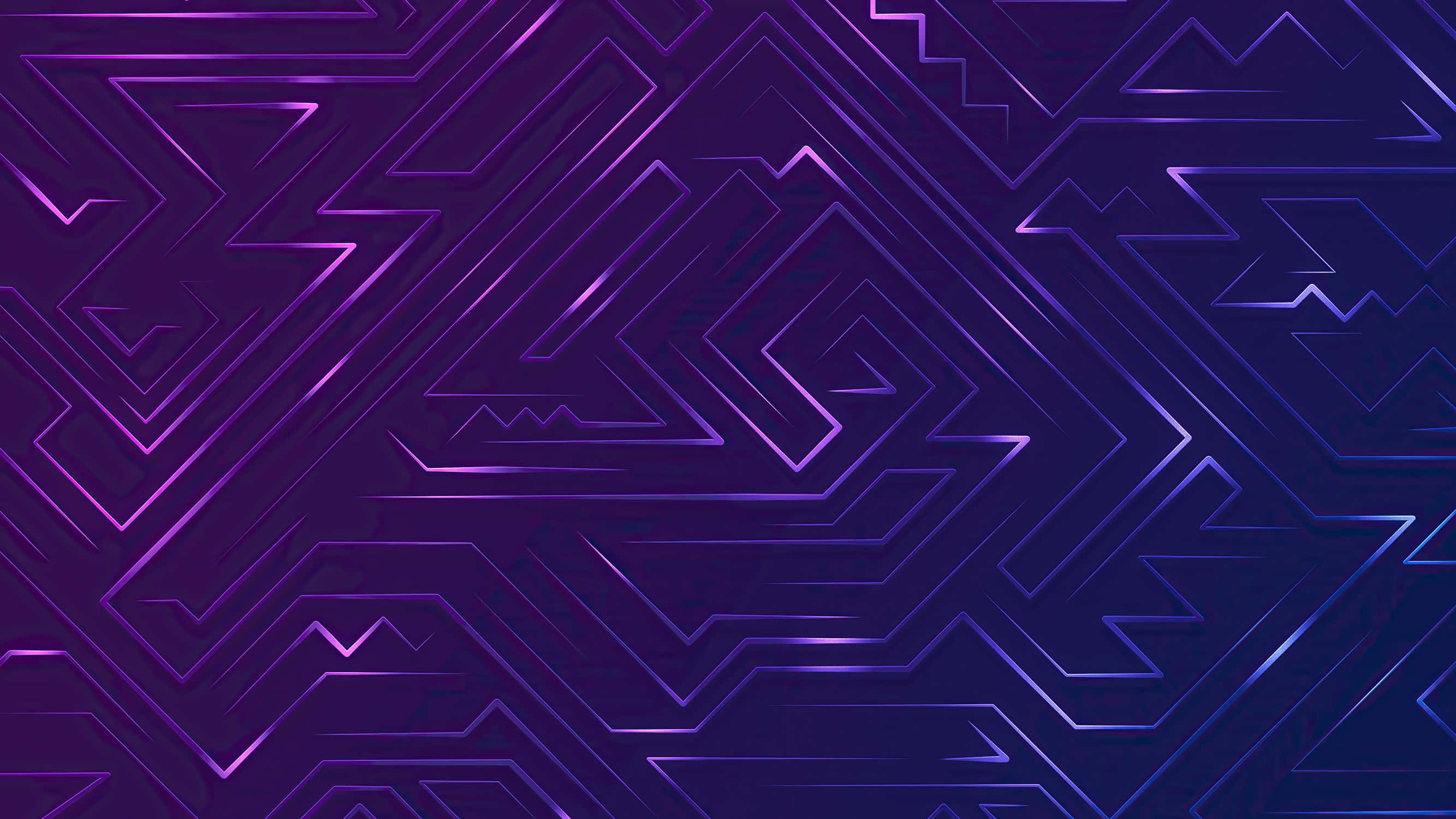 purple abstract, glowing purple neon lines, geometric maze-like shapes, 2K Desktop Wallpaper