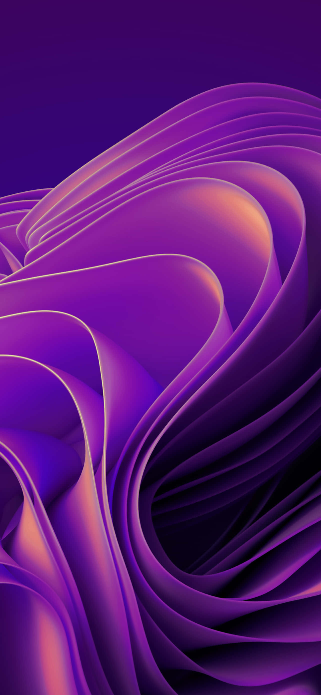purple abstract, glowing golden highlights, deep violet background, 2K Phone Wallpaper