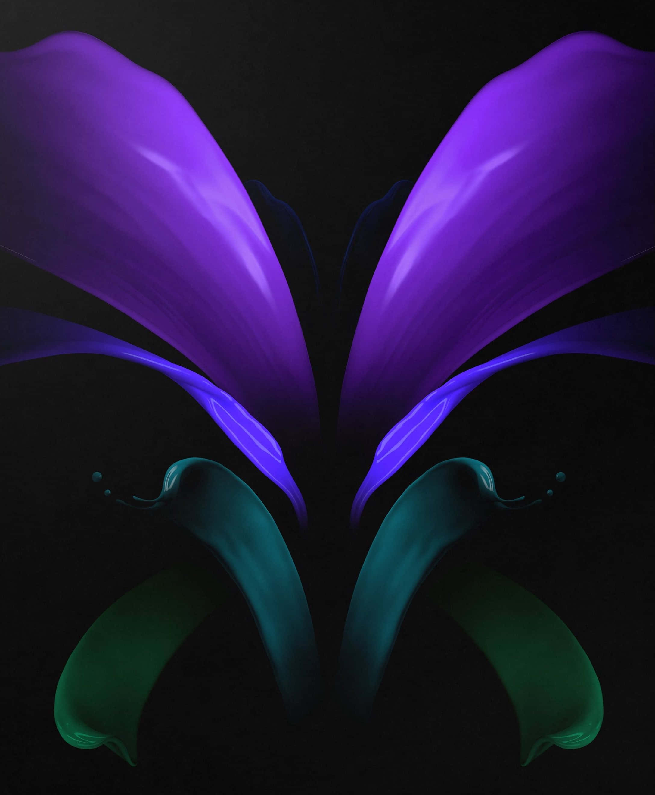 abstract purple flower art, vibrant purple, teal, 2K Phone Wallpaper