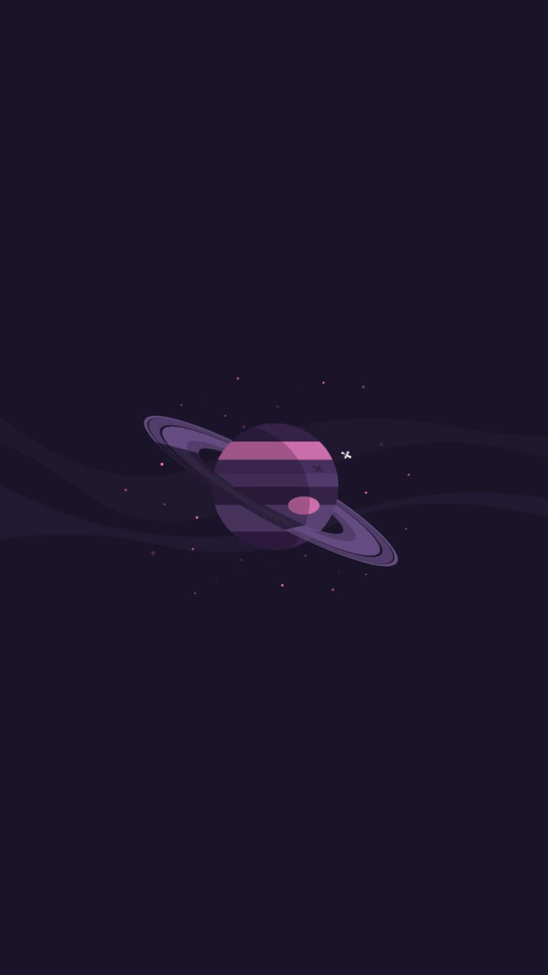 minimalist purple, purple planet, rings, Full HD Phone Wallpaper