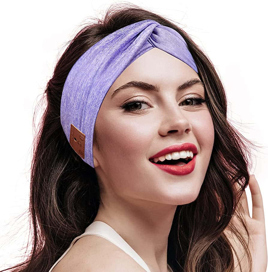 lavender twisted headband, brown leather tag, white background, SD Phone Wallpaper