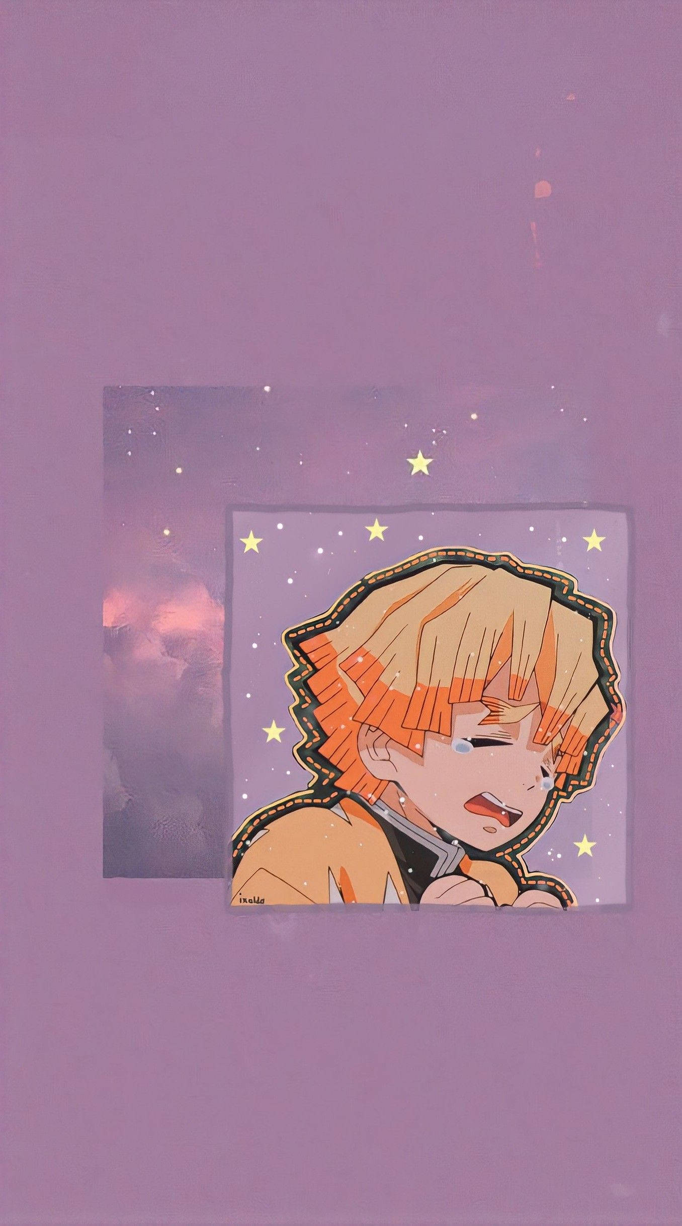 purple aesthetic anime, anime boy, orange hair, Full HD Phone Wallpaper