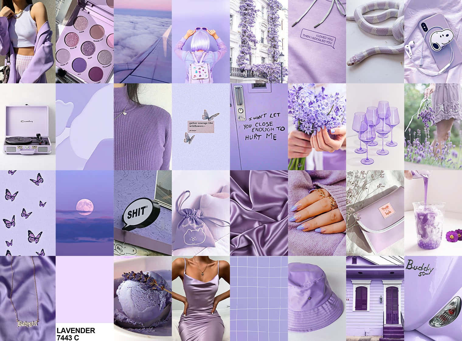 purple aesthetic collage, lavender-themed, soft purple color palette, HD Desktop Wallpaper