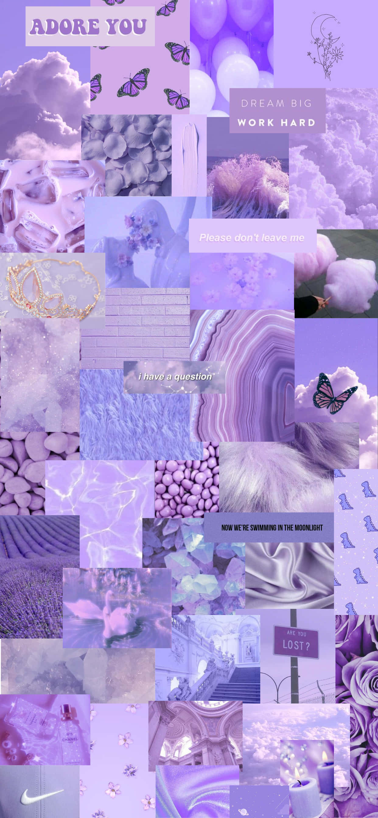 lavender, butterflies, clouds, 2K Phone Wallpaper