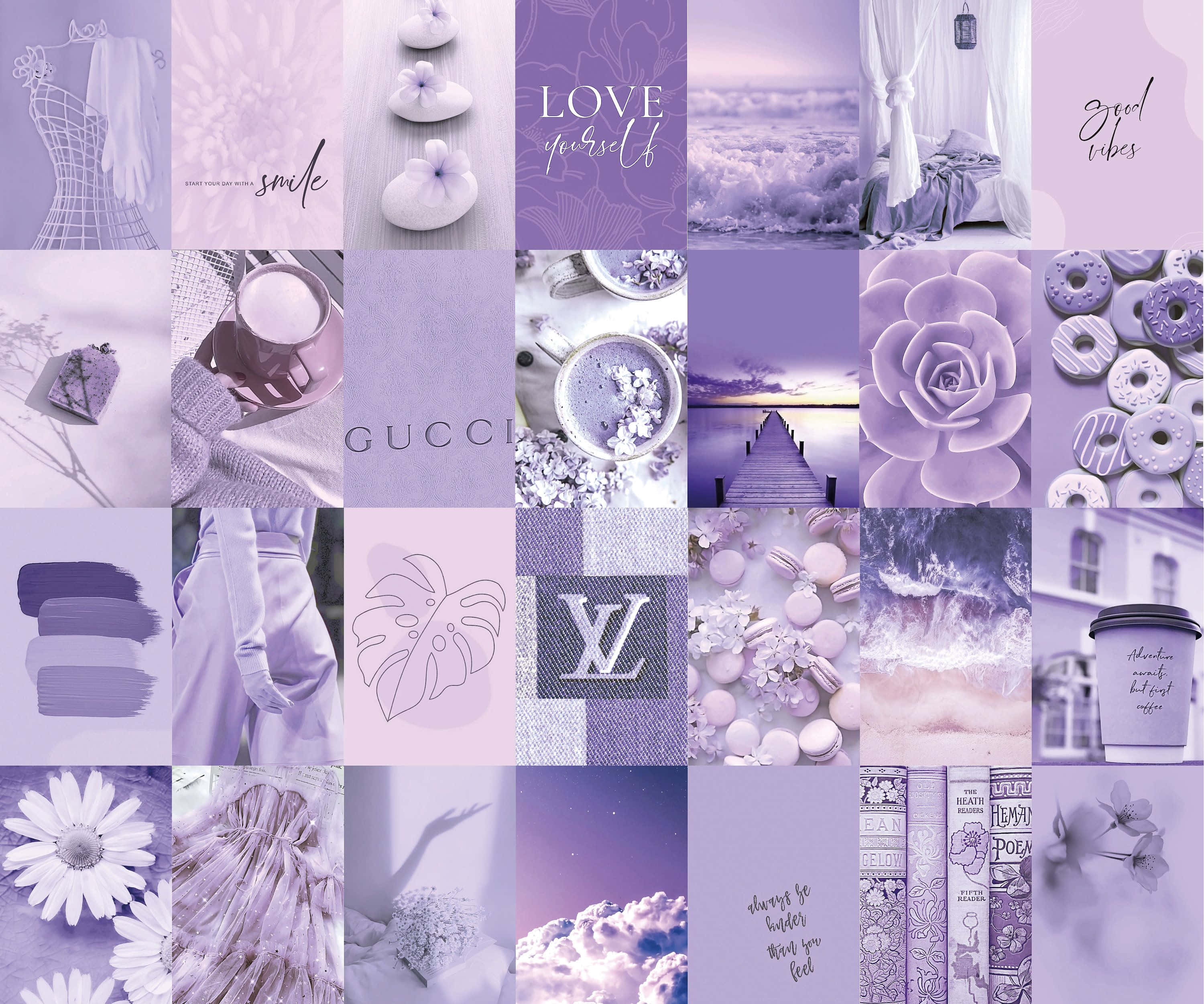 Purple Collage, lavender-themed, pastel aesthetic, 2K Desktop Wallpaper