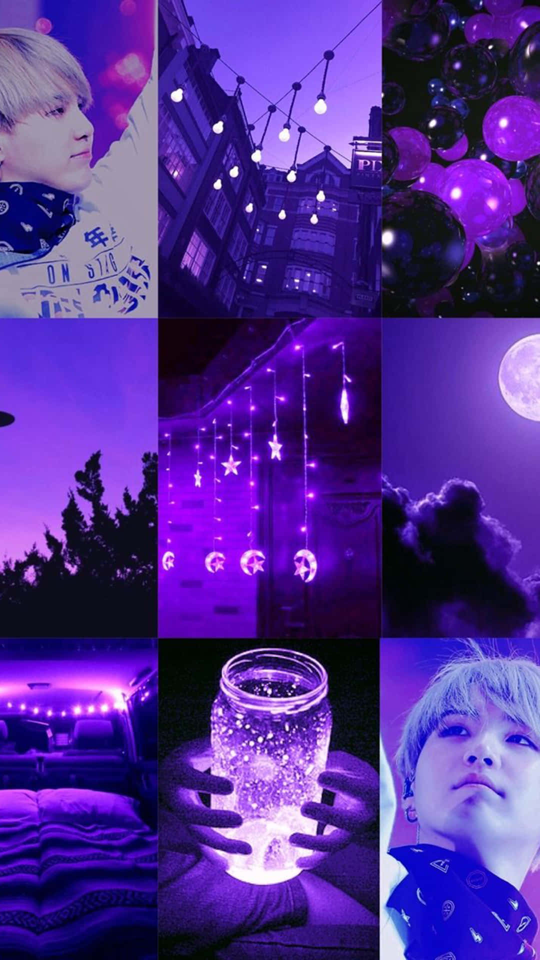 purple aesthetic collage, glowing lights, moonlit skies, Full HD Phone Wallpaper