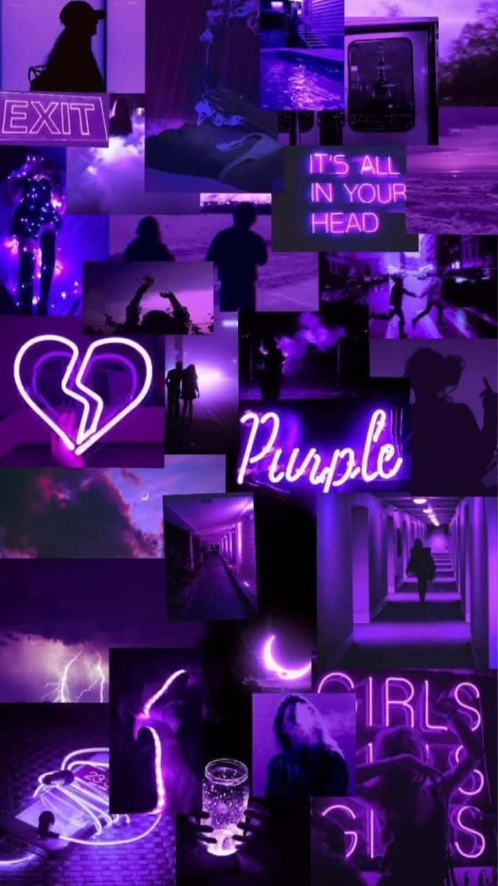 Purple Aesthetic Collage, neon signs, text fragments, HD Phone Wallpaper
