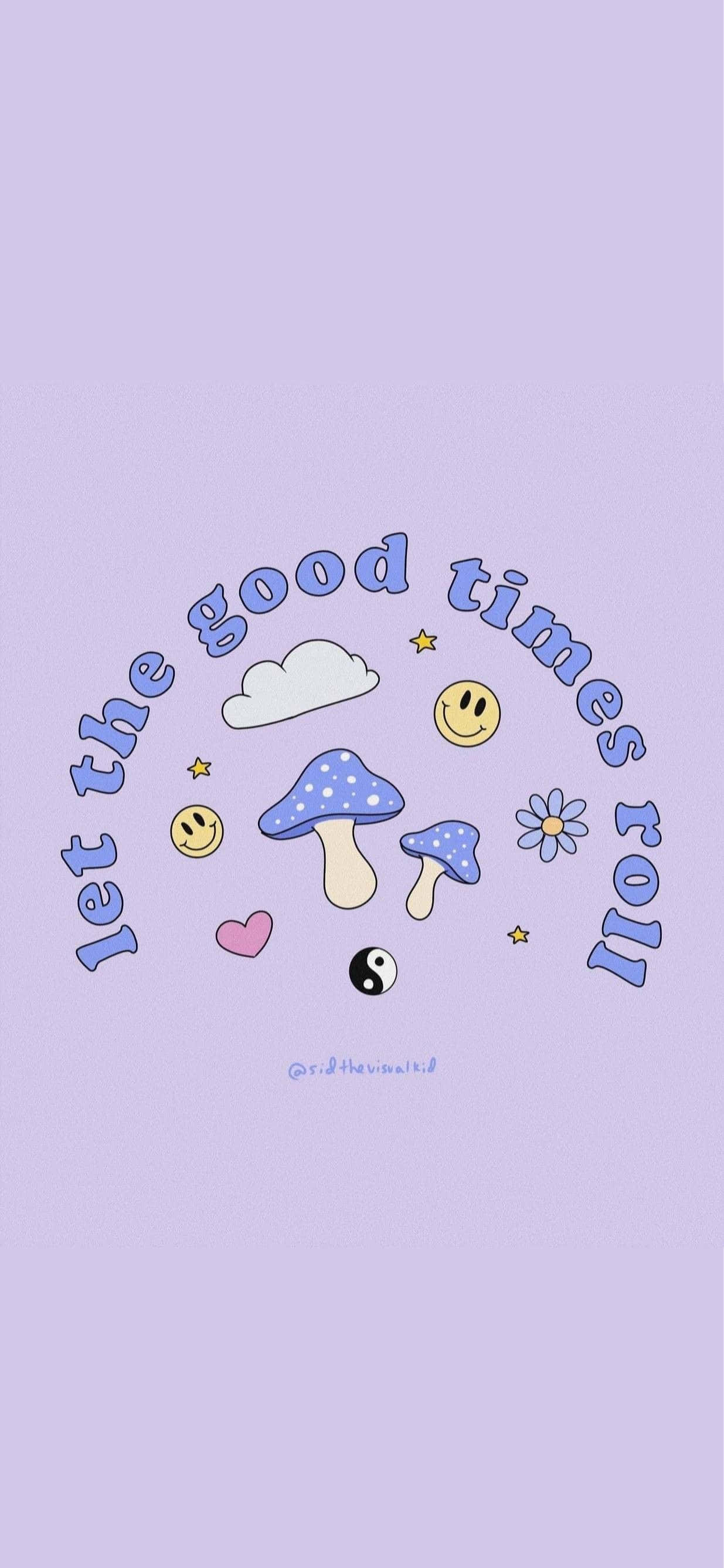 pastel purple, smiley faces, mushrooms, 2K Phone Wallpaper