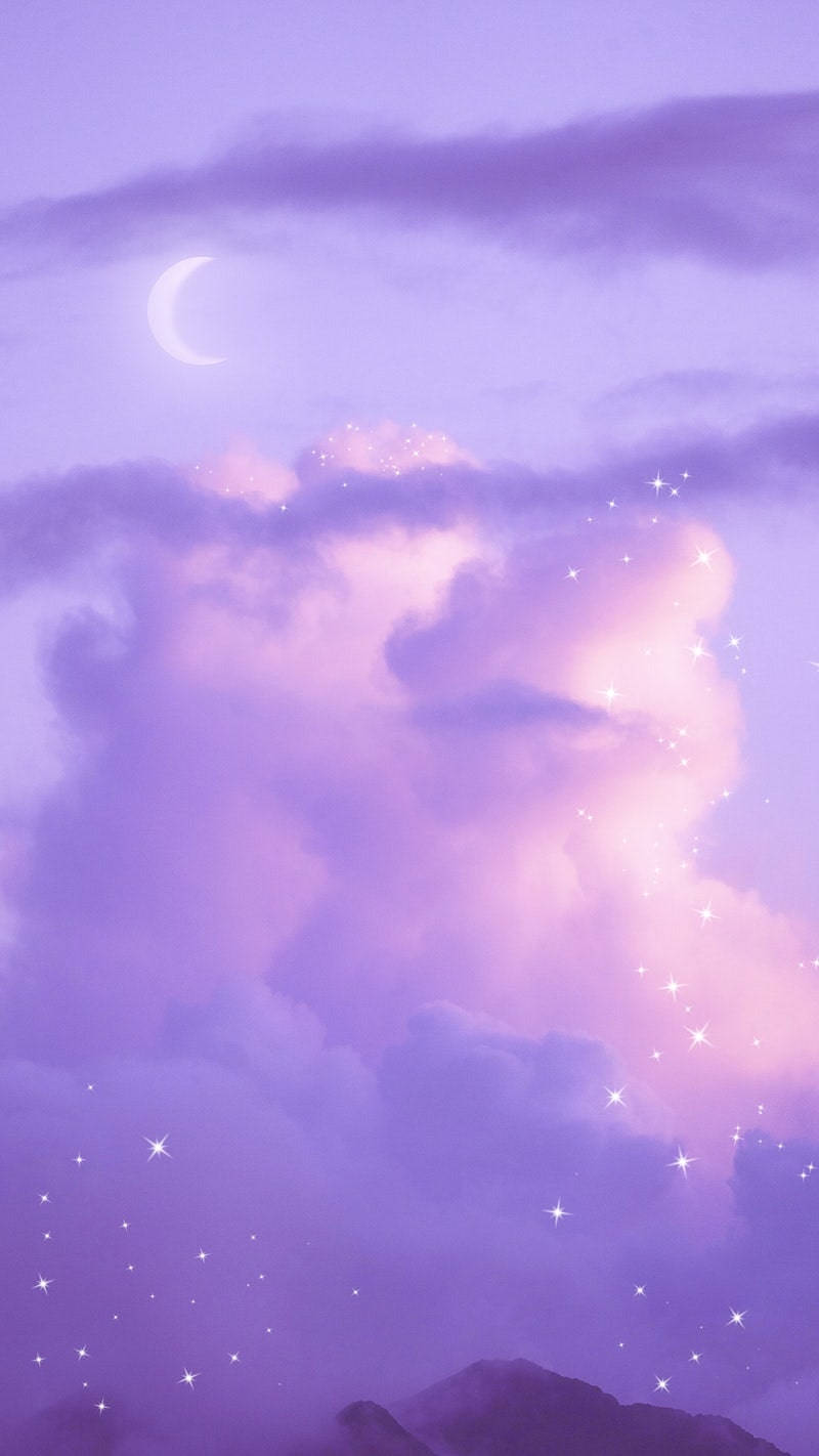 crescent moon, twilight sky, soft purples, HD Phone Wallpaper