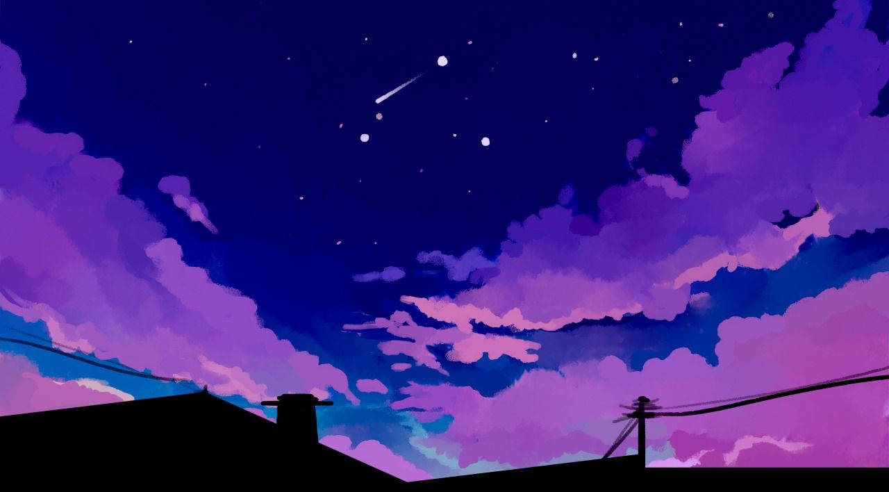 Purple Aesthetic iPhone, vibrant purple and blue night sky, stars, HD Desktop Wallpaper