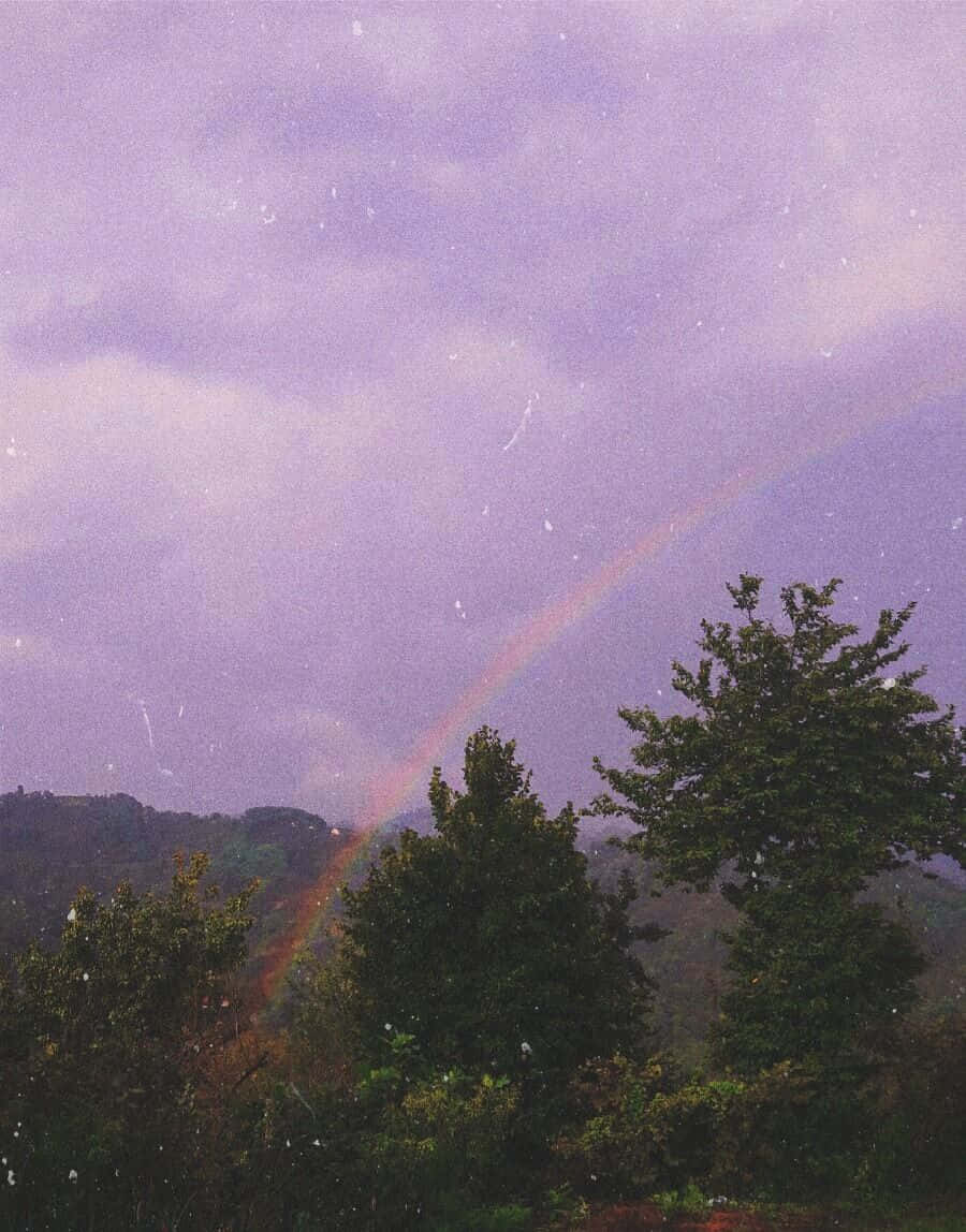vintage purple, purple sky, rainbow, SD Phone Wallpaper