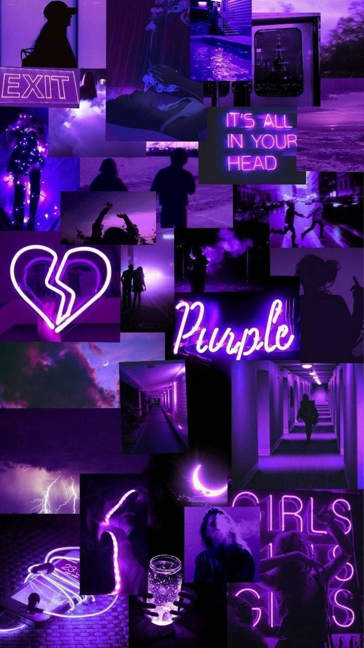 Purple Aesthetic Phone, neon, broken heart symbols, HD Phone Wallpaper