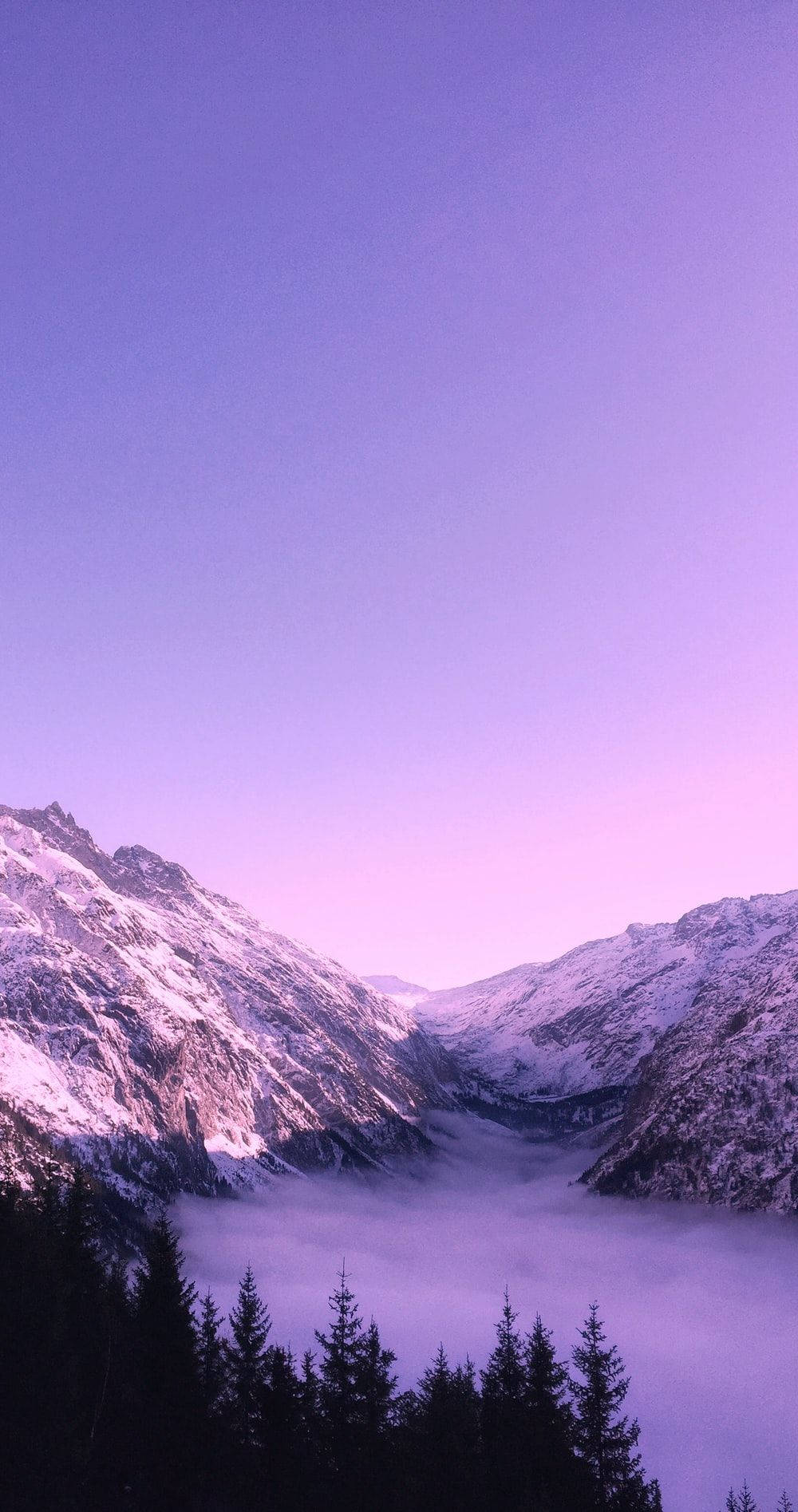 Purple Aesthetic Phone, mountains, mist, HD Phone Wallpaper