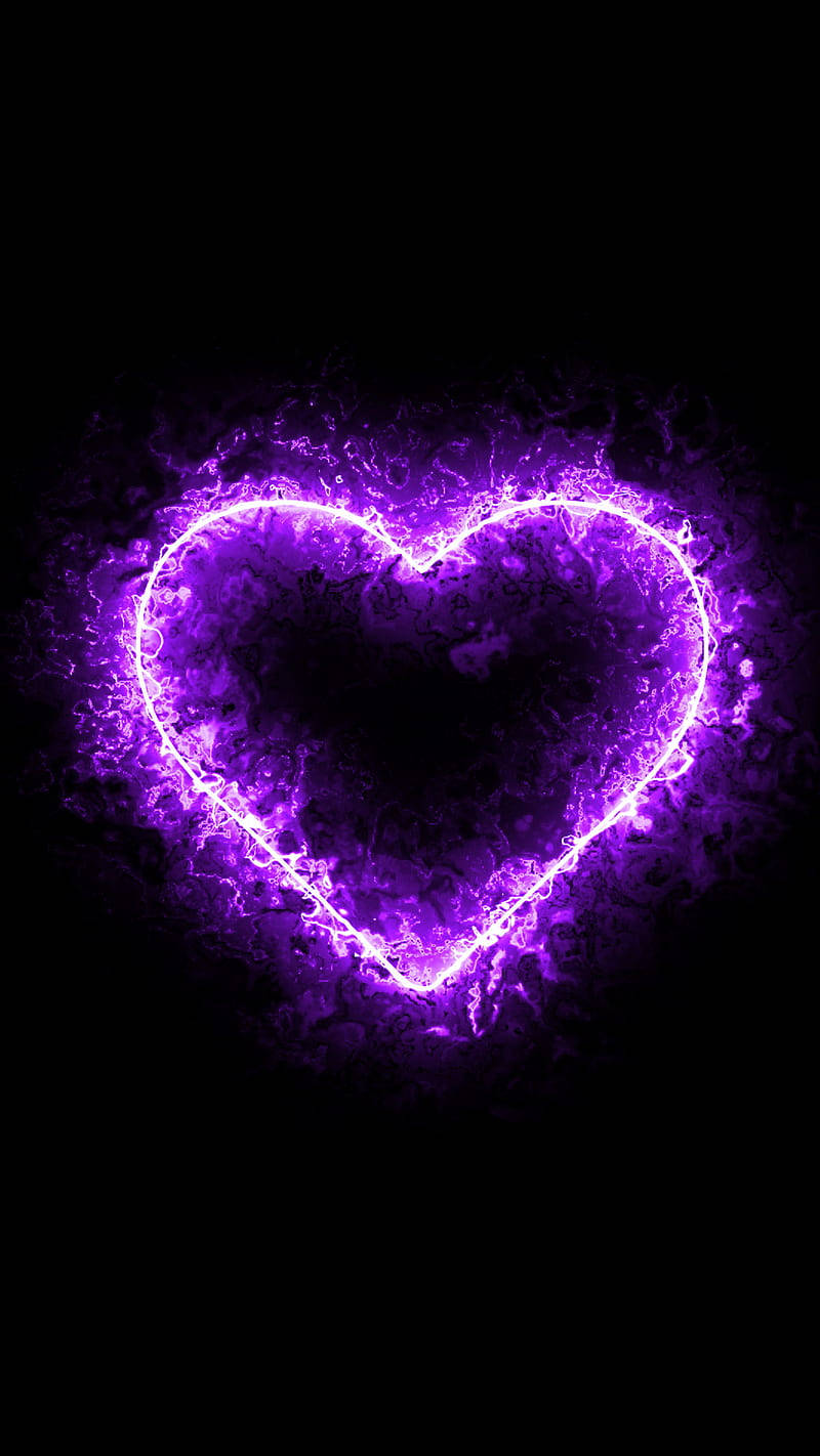 purple electric heart, glowing purple, vibrant energy, HD Phone Wallpaper