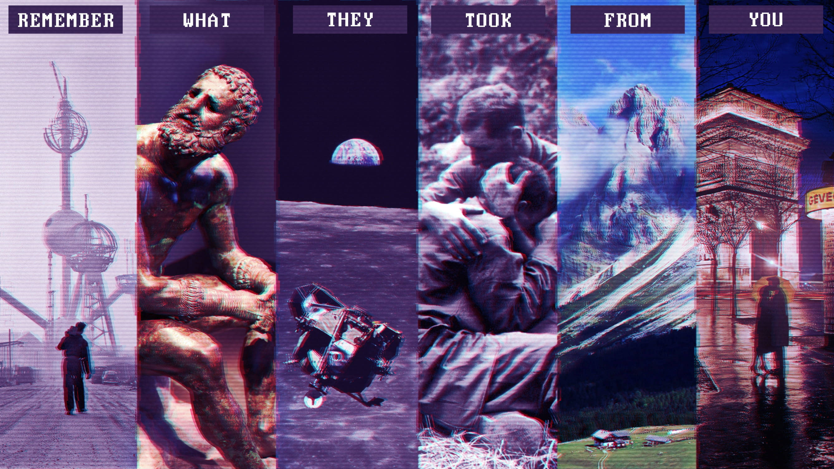 Purple Aesthetic Tumblr Laptop, glitchy digital collage, surreal scenes, 2K Desktop Wallpaper