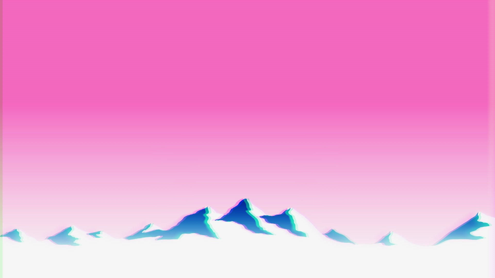 Red Purple Aesthetic Tumblr Laptop, vibrant pink gradient sky, sharp blue peaks, Full HD Desktop Wallpaper