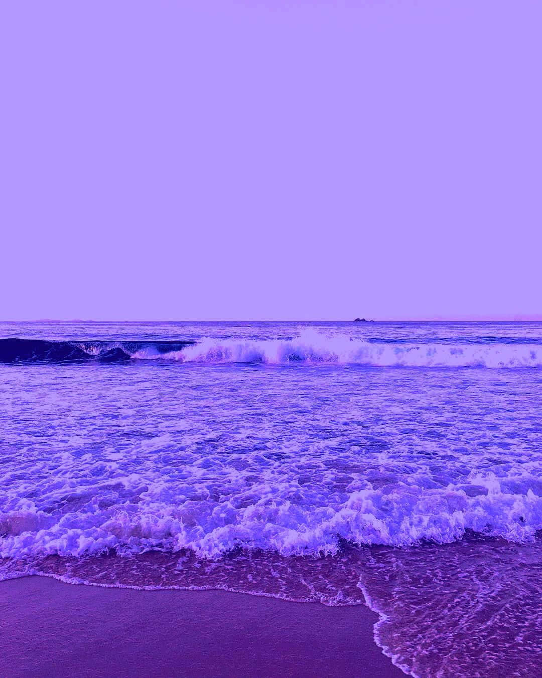 purple-hued ocean waves, sandy shore, violet sky, HD Phone Wallpaper