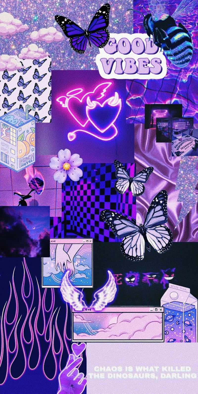 purple aesthetic tumblr, vibrant purple, neon hearts, HD Phone Wallpaper