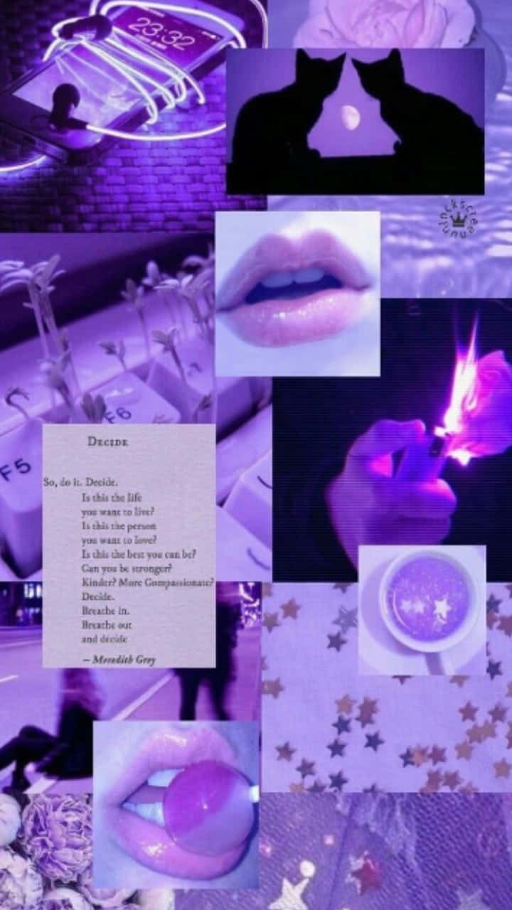Purple Aesthetic Tumblr, neon background, cats lips, HD Phone Wallpaper