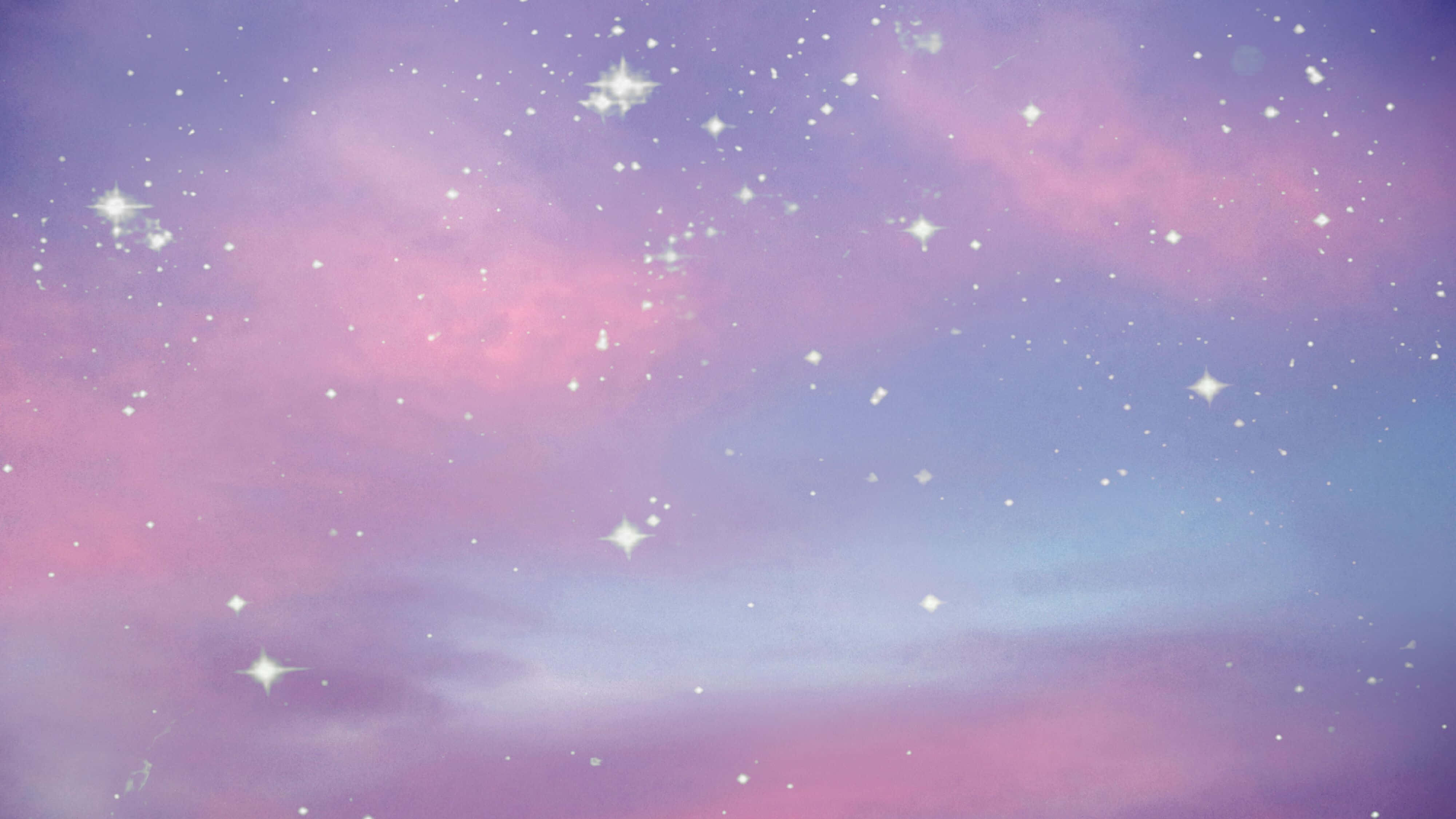 Purple Aesthetics Computer, pastel sky, twinkling stars, 4K Desktop Wallpaper