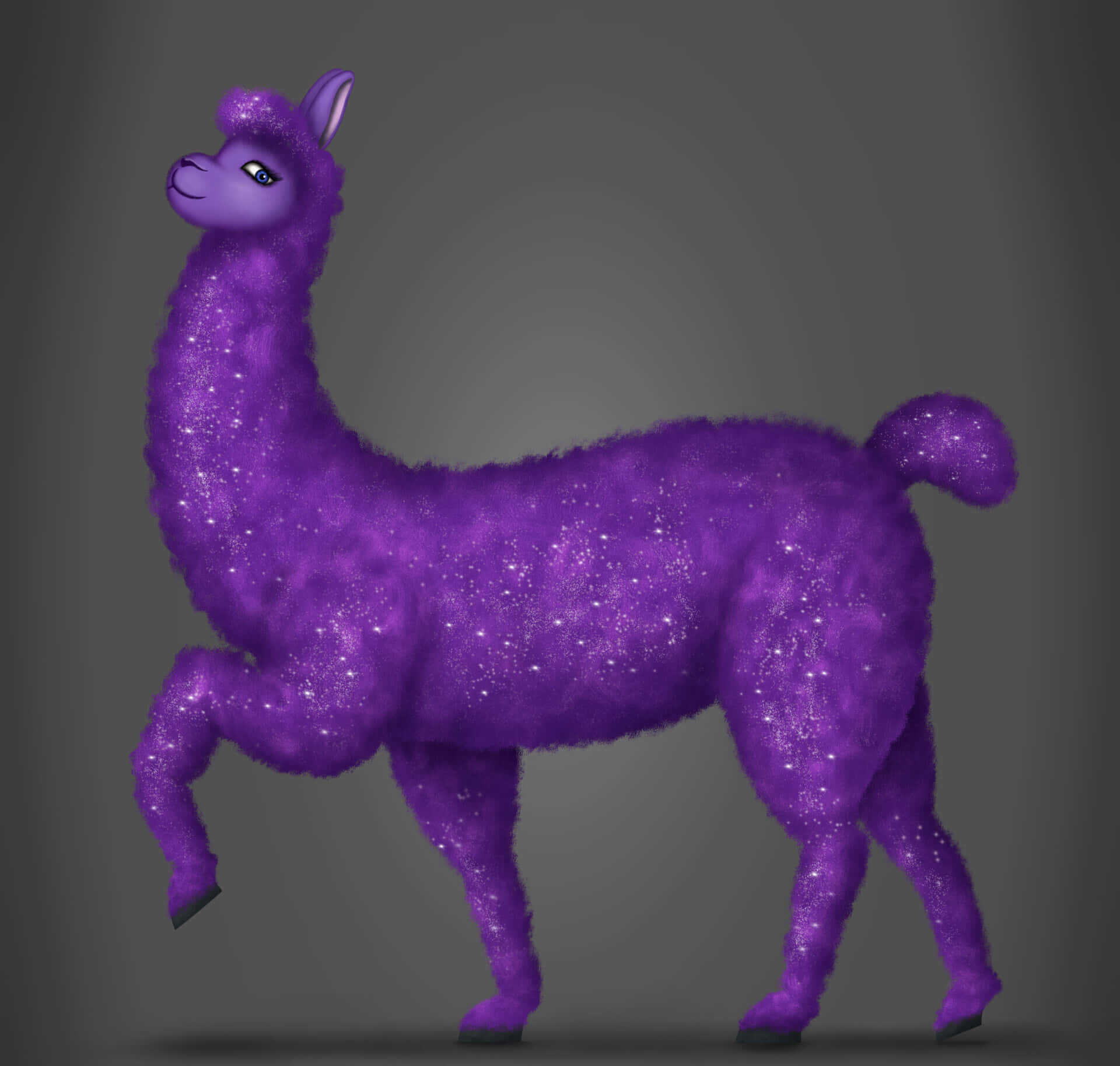 Purple Alpaca, vibrant purple, glittering fur, Full HD Desktop Wallpaper