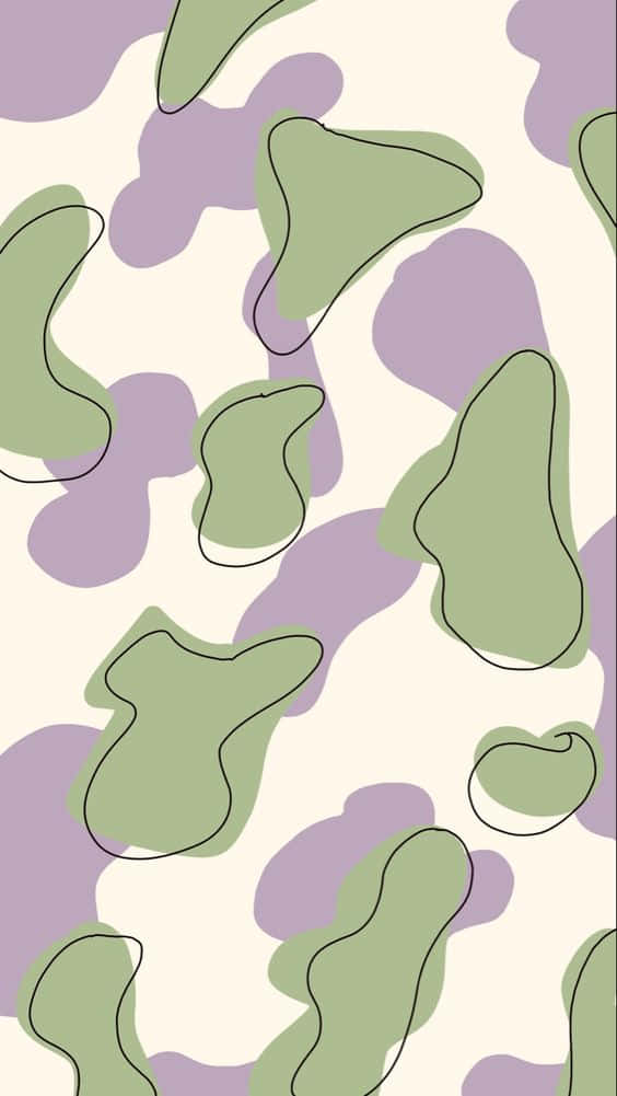 lavender, sage green, black outline, SD Phone Wallpaper