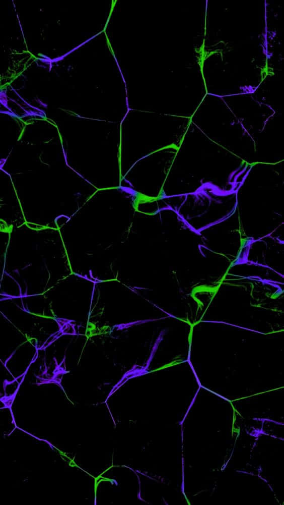 neon green, purple, glowing cracks, SD Phone Wallpaper