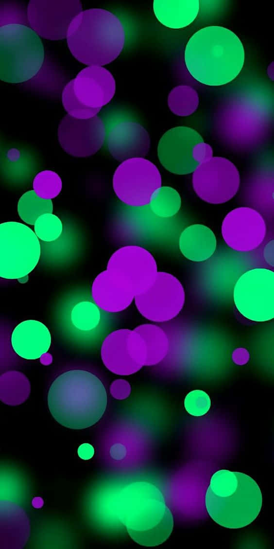 Purple Green Bokeh Lights Background, vibrant green, purple glowing circles, SD Phone Wallpaper