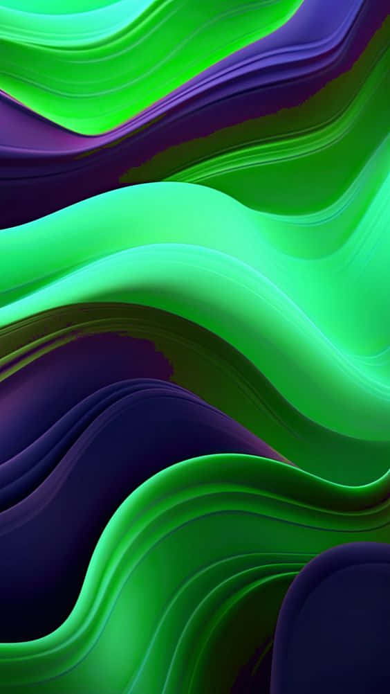 neon green, deep purple, waves, SD Phone Wallpaper
