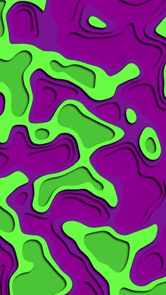 neon green, purple, wavy organic shapes, SD Phone Wallpaper