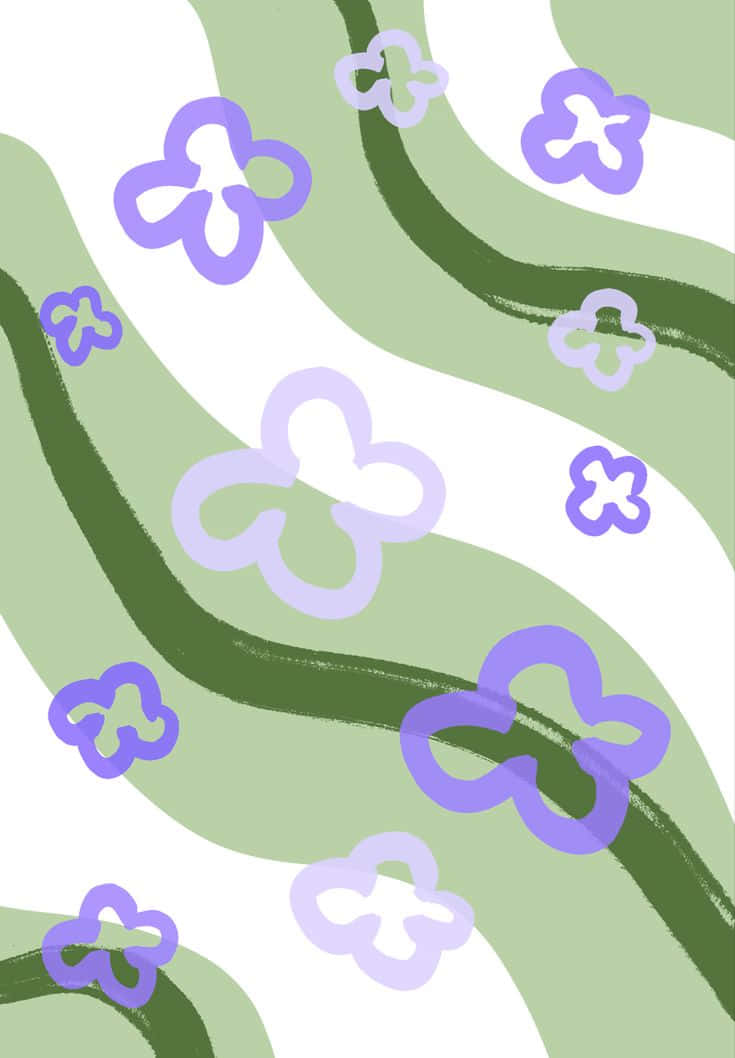 abstract floral pattern, green, purple, SD Phone Wallpaper