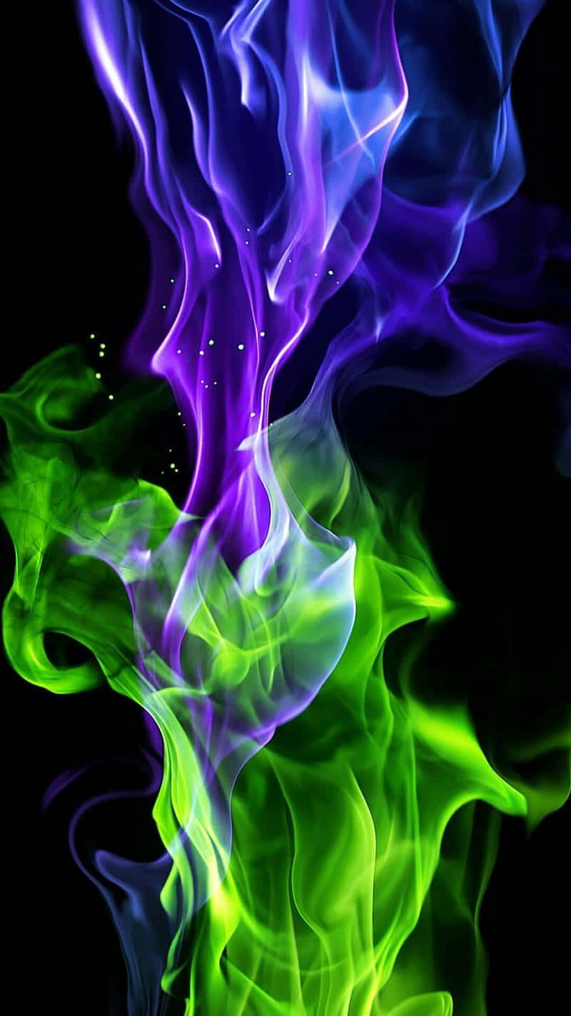 purple, green, neon flames, HD Phone Wallpaper