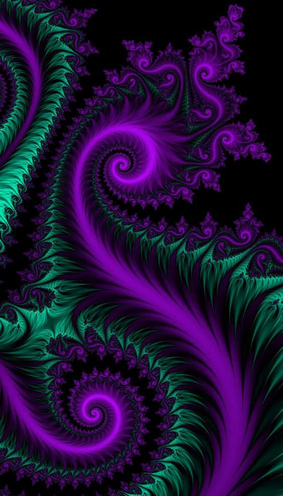 purple, teal, fractal spirals, SD Phone Wallpaper