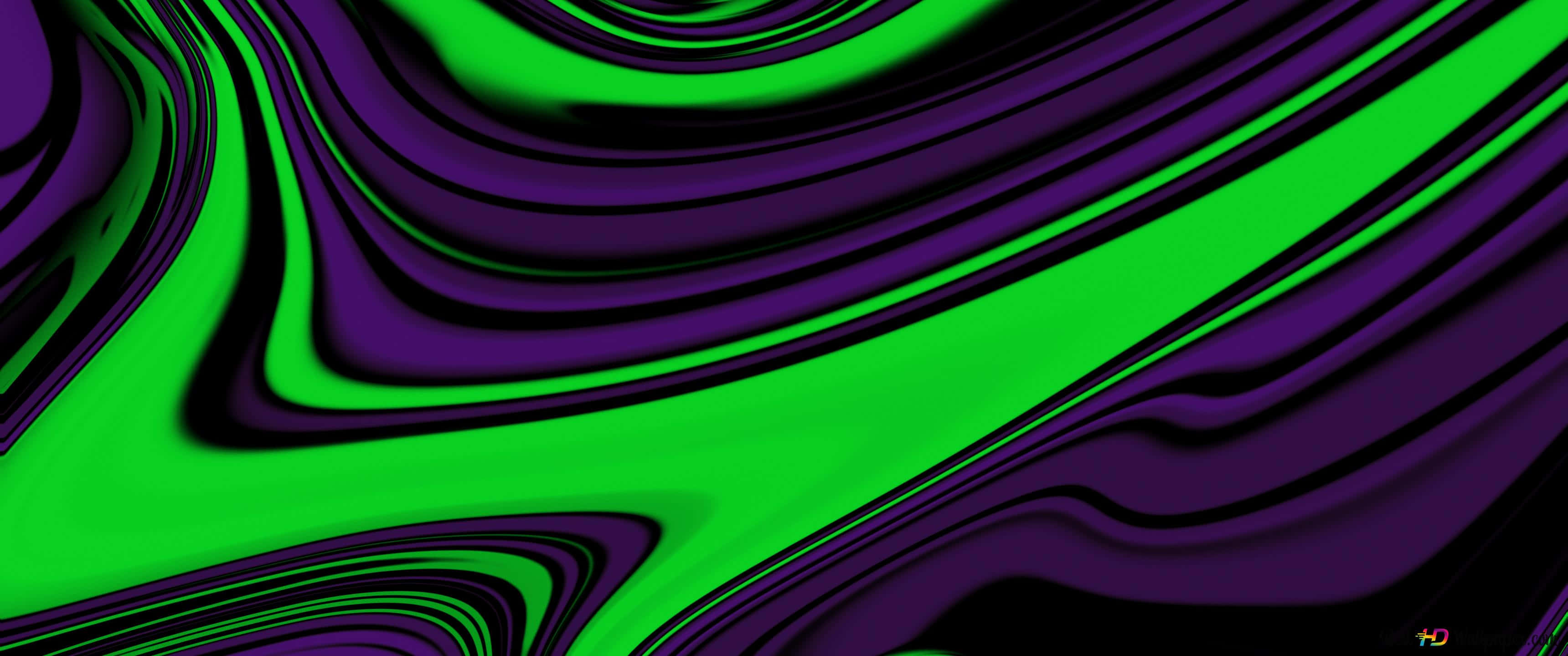neon green, deep purple, liquid waves, 2K Desktop Wallpaper
