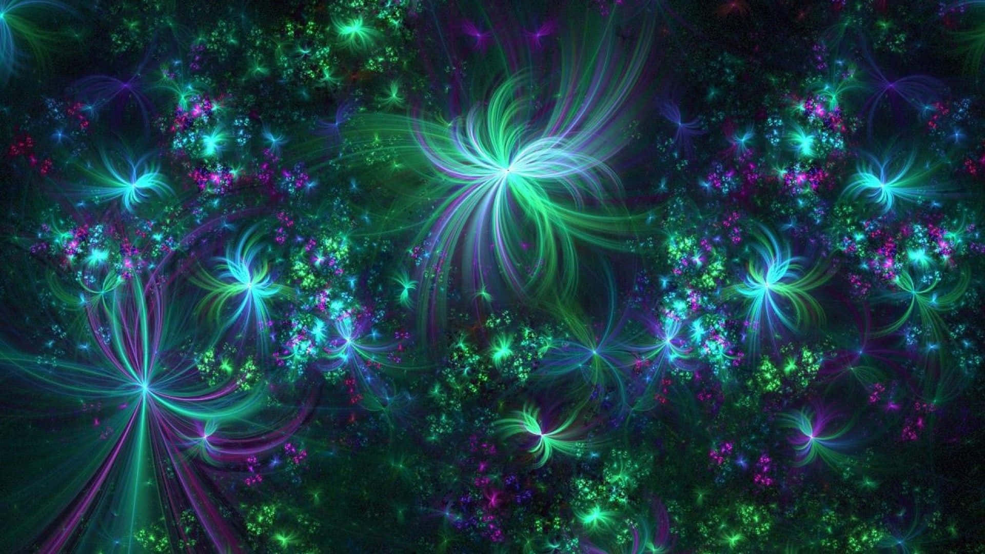 neon green, purple, fractal patterns, Full HD Desktop Wallpaper