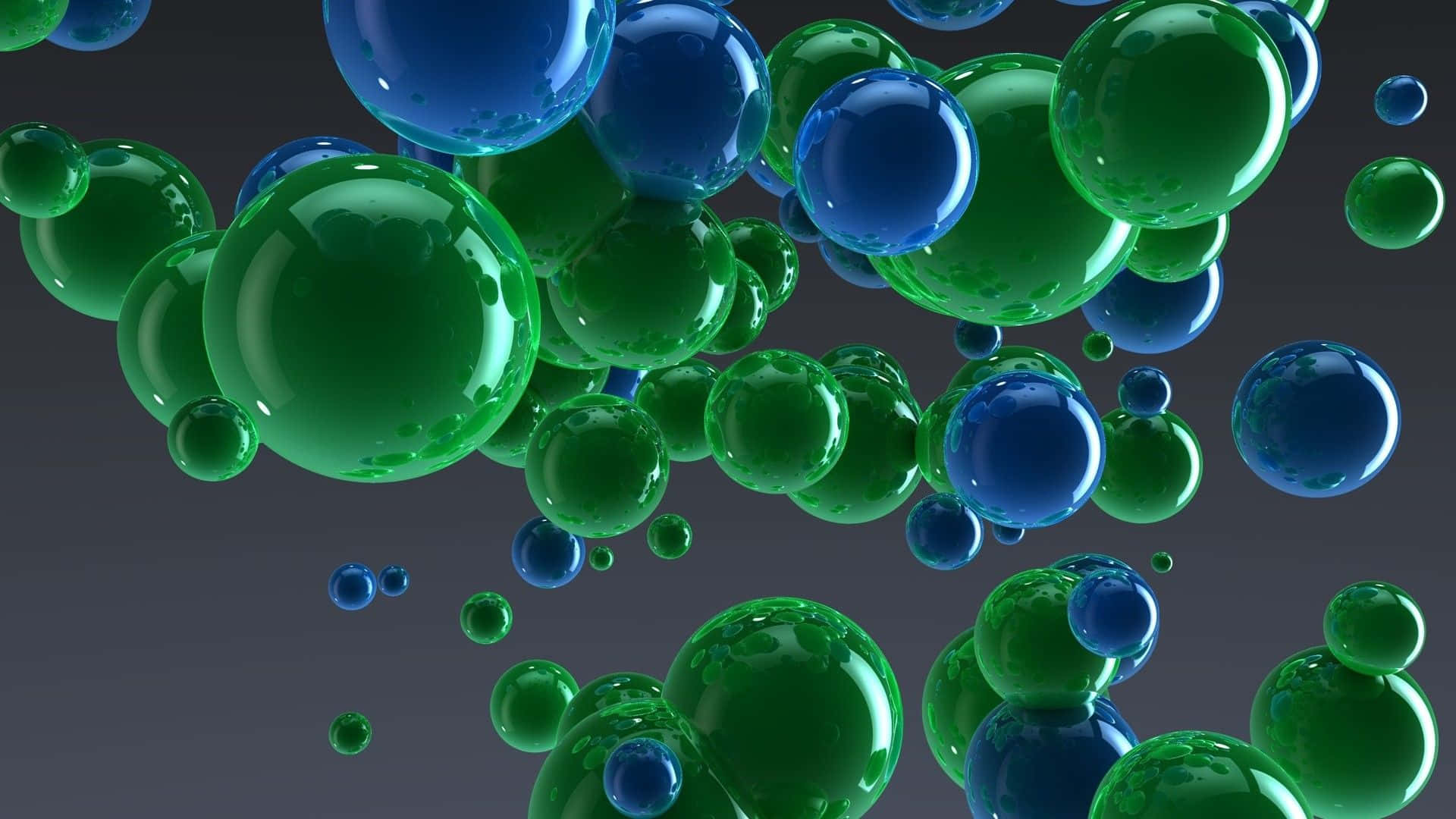 green, blue, glass bubbles, Full HD Desktop Wallpaper