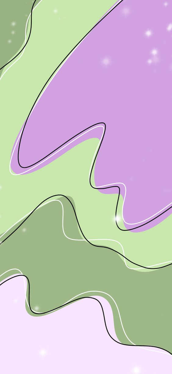 lavender, sage green, black outline, SD Phone Wallpaper