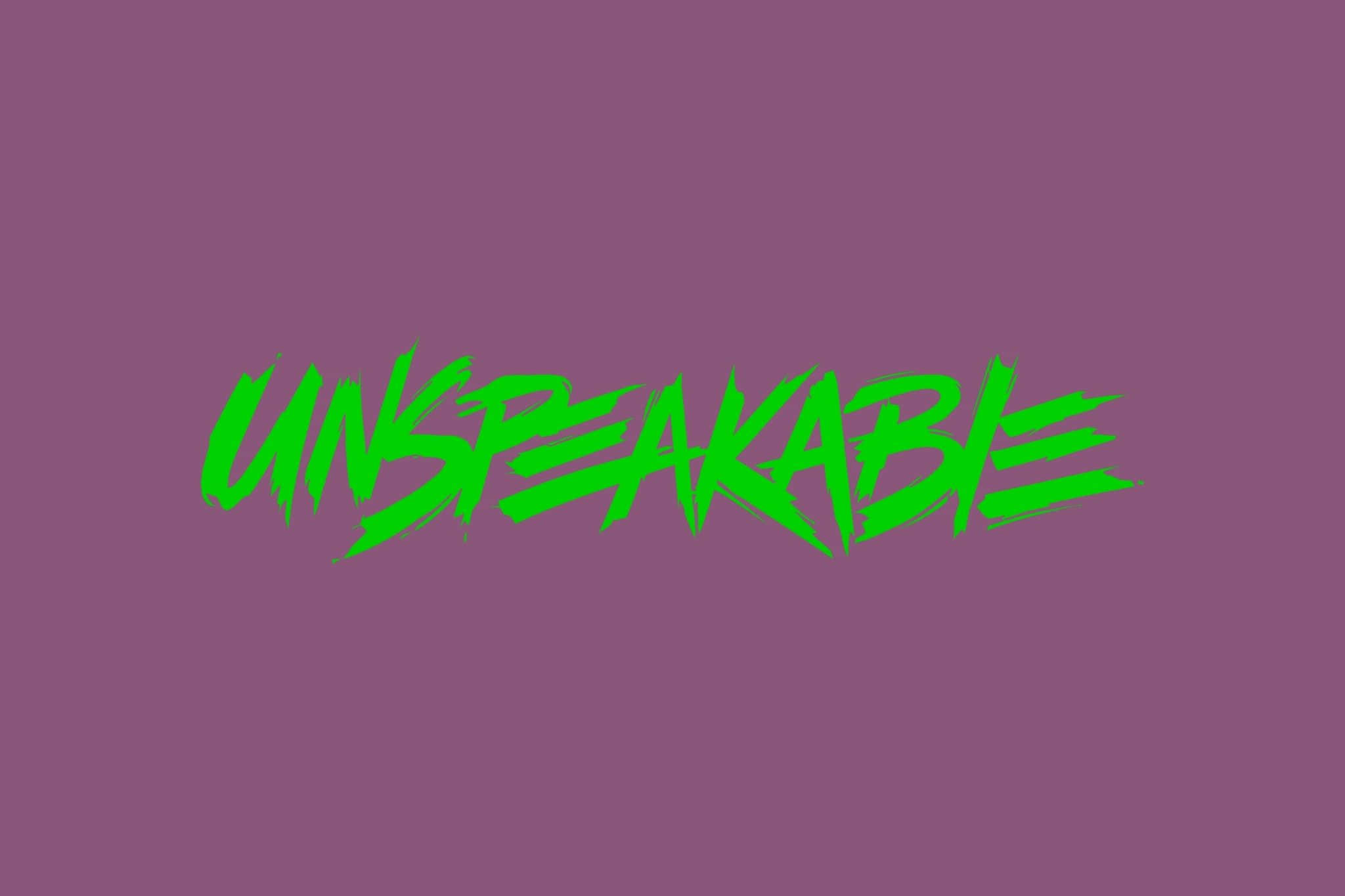 Unspeakable, green graffiti font, mauve background, Full HD Desktop Wallpaper