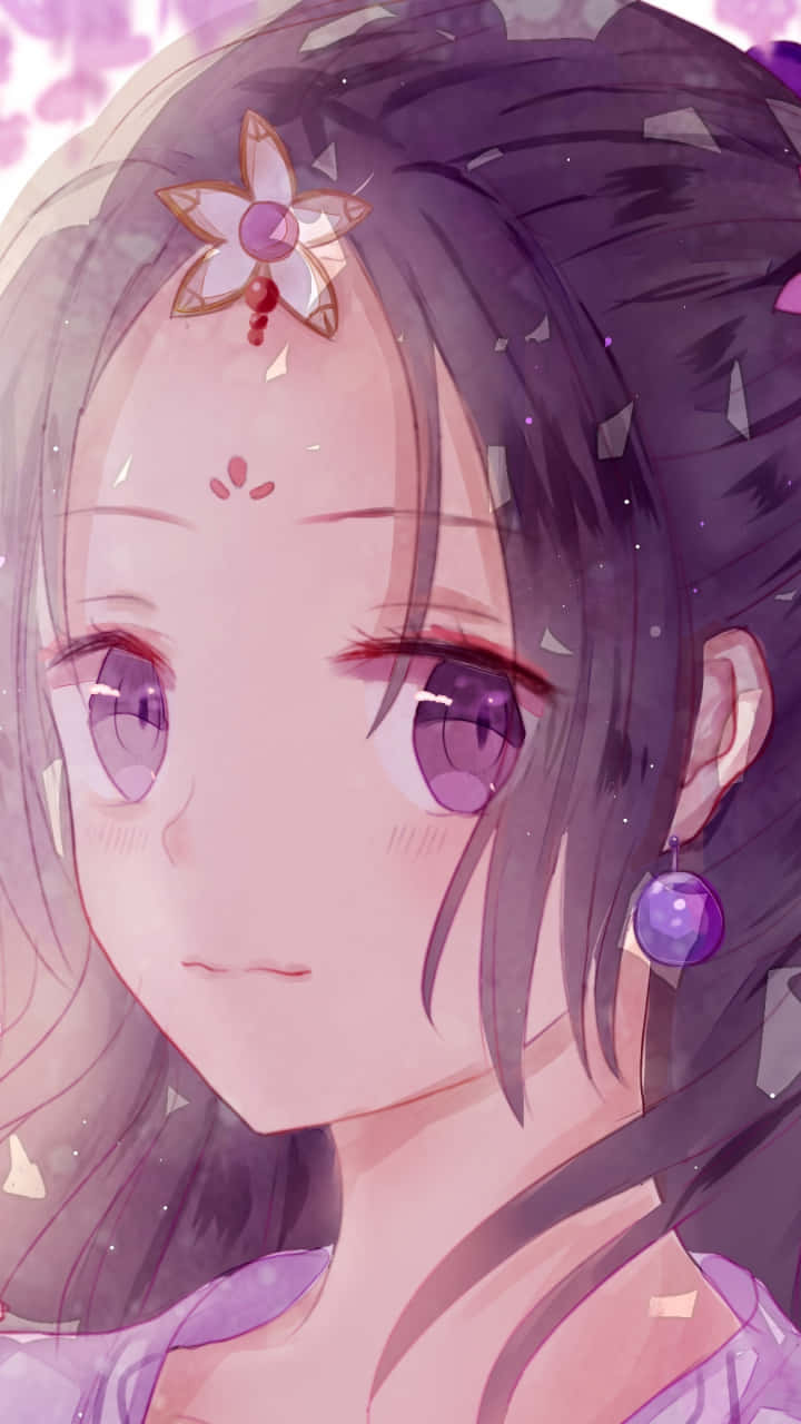 Purple Anime Girl, ethereal gaze, purple eyes, HD Phone Wallpaper
