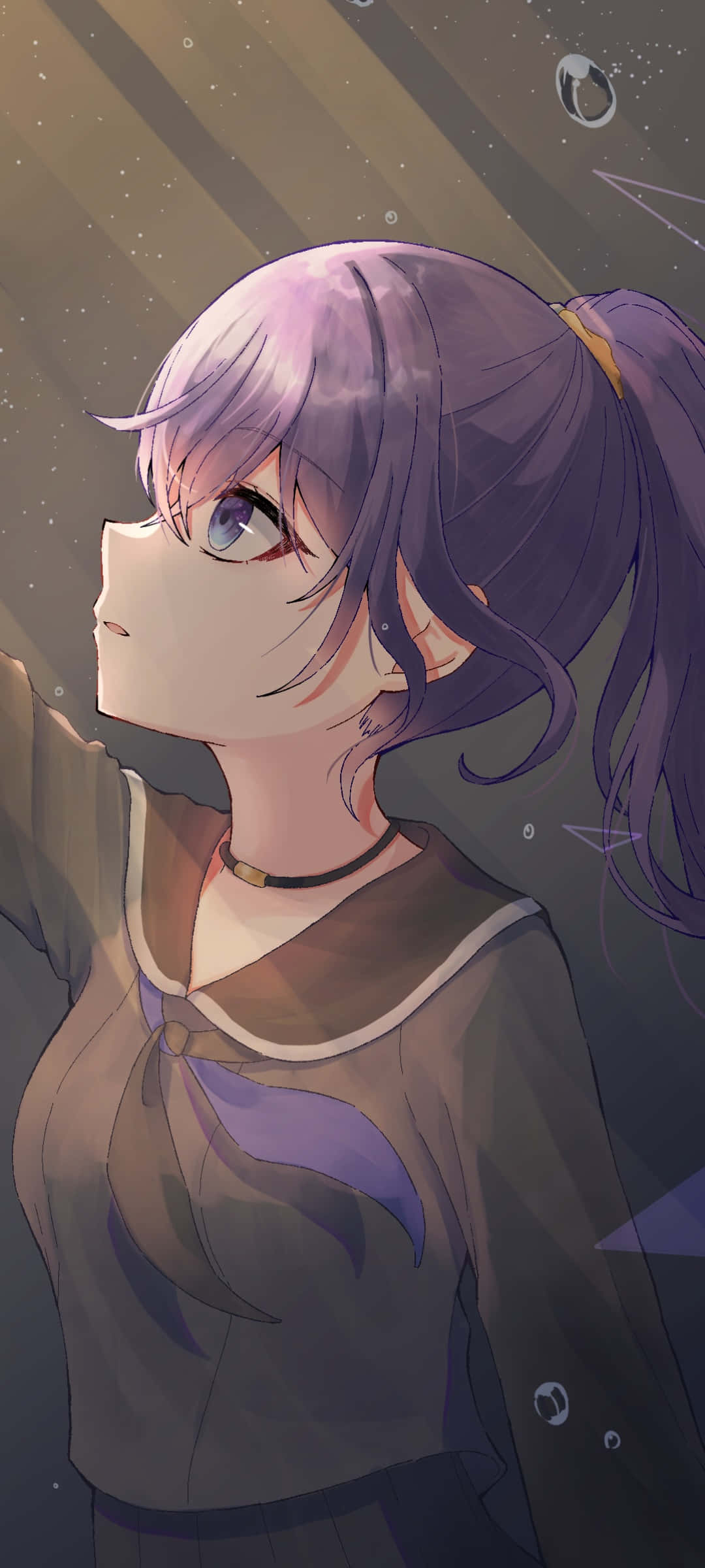 purple-haired anime girl, sailor outfit, starry cosmic backdrop, Full HD Phone Wallpaper