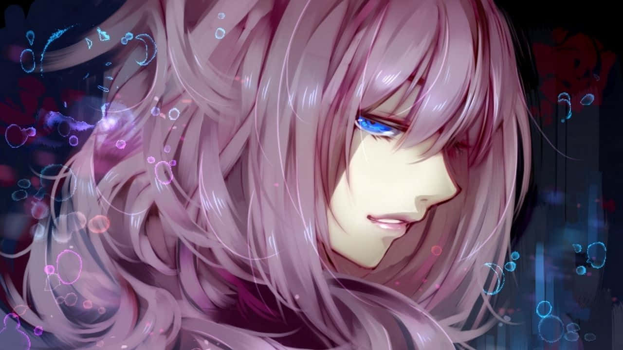 purple anime, anime girl, long pink hair, HD Desktop Wallpaper