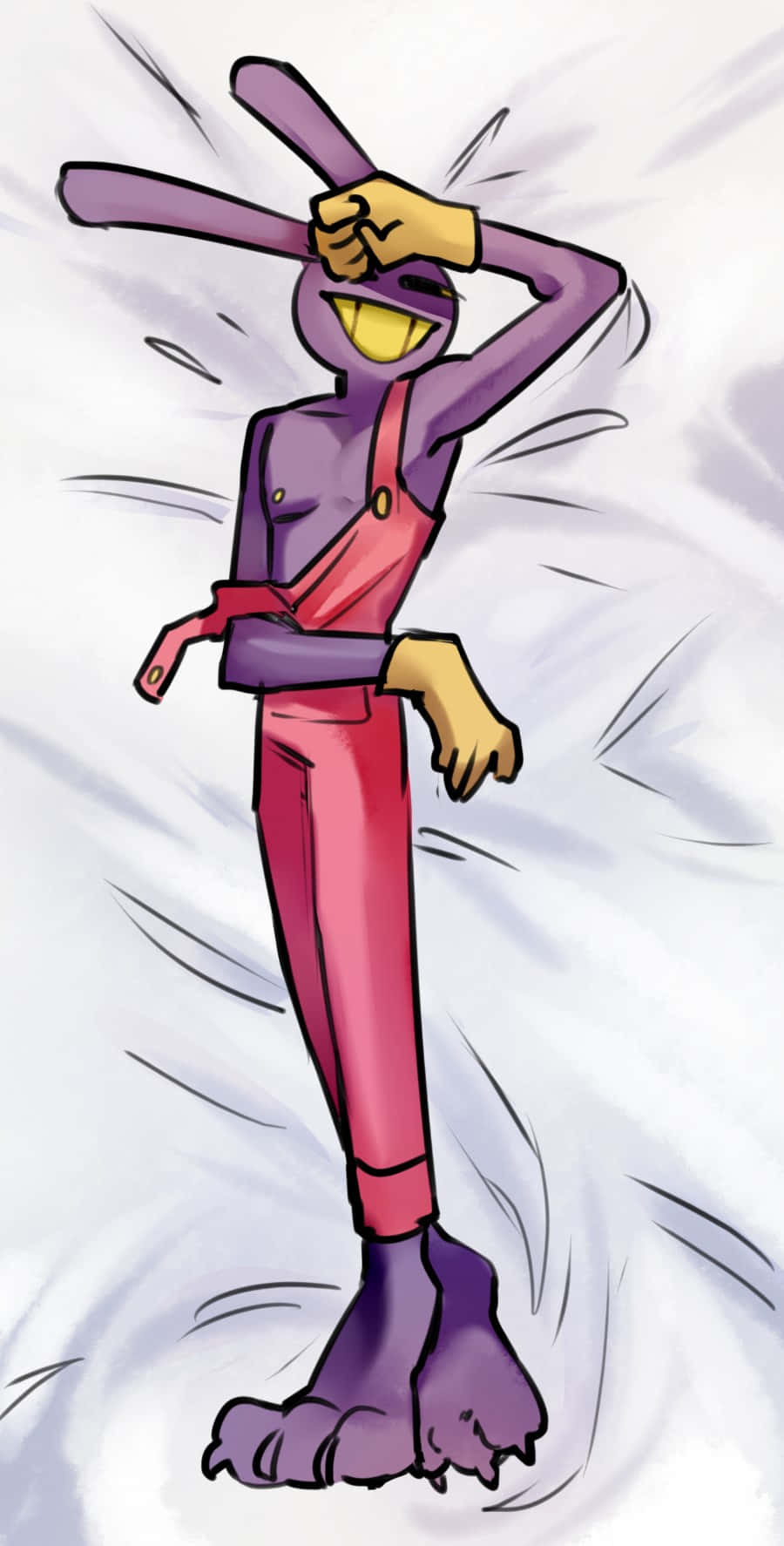 purple cartoon rabbit, pink overalls, swirling white background, HD Phone Wallpaper