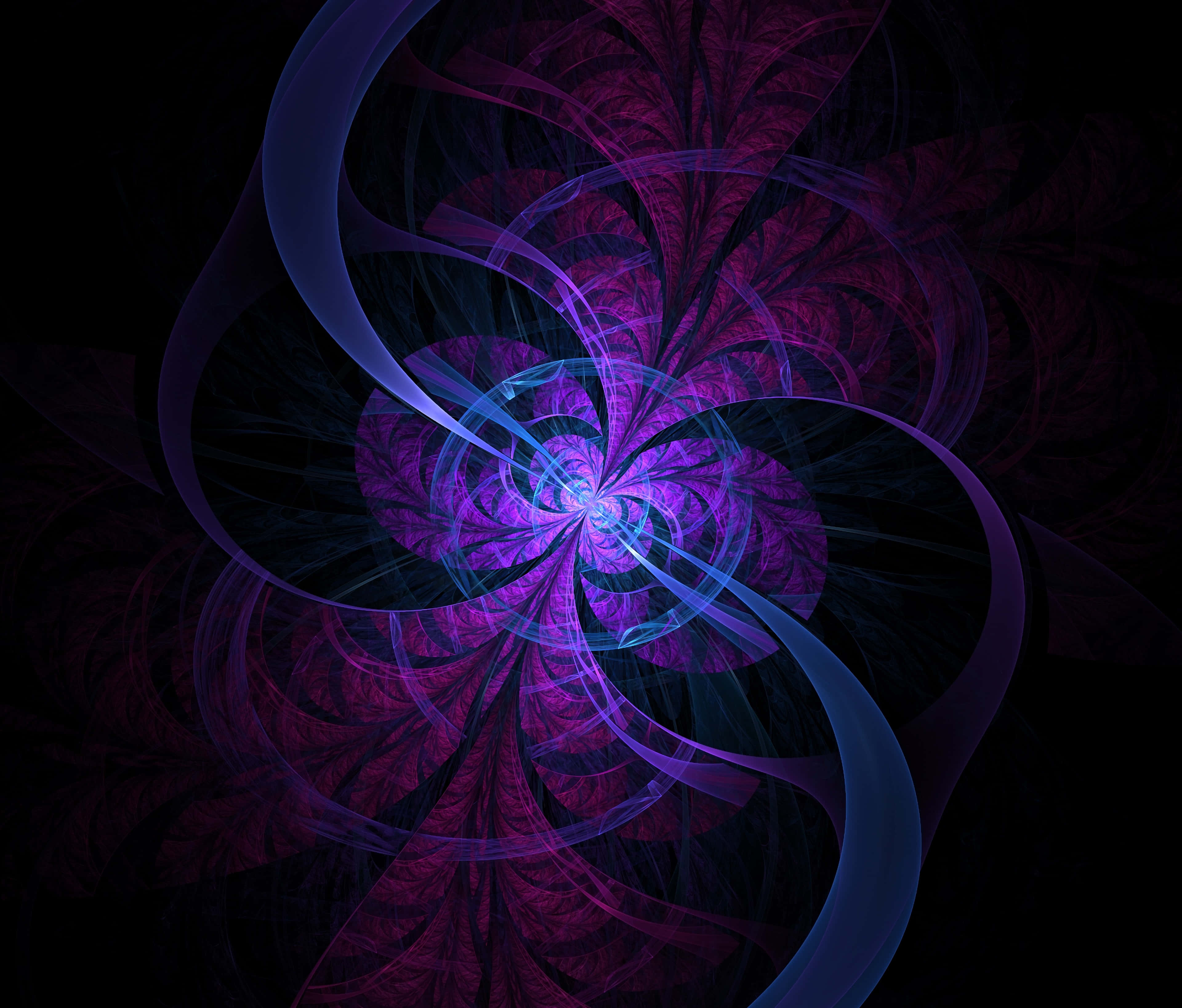 purple fractal artwork, vibrant purple, blue hues, 4K Desktop Wallpaper